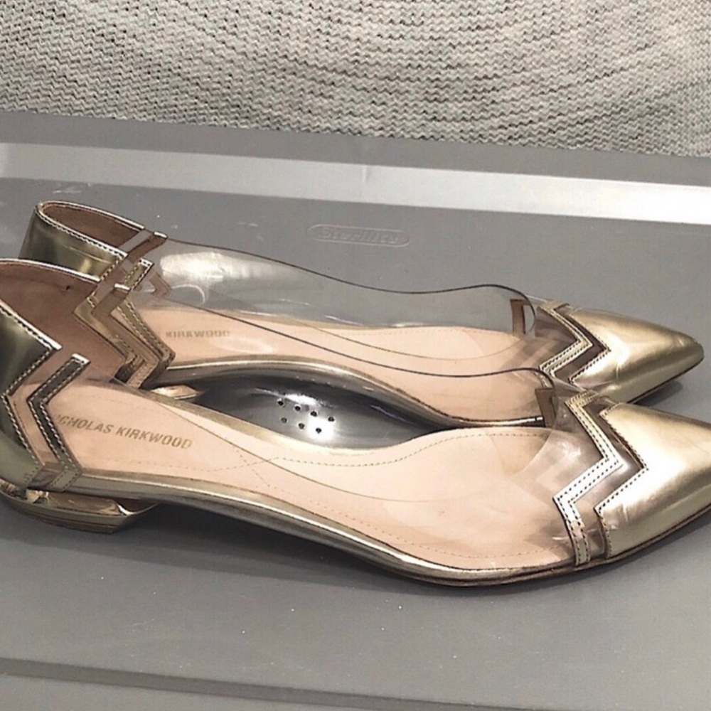 Nicholas Kirkwood Mirage Gold Women's Flats. Size 8.